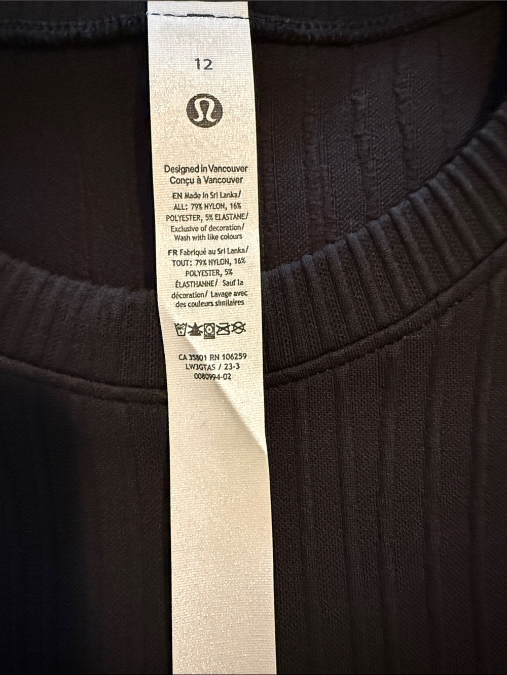NWT - Lululemon Black Ribbed Rest Less Pullover - S12 - Picture 4 of 6